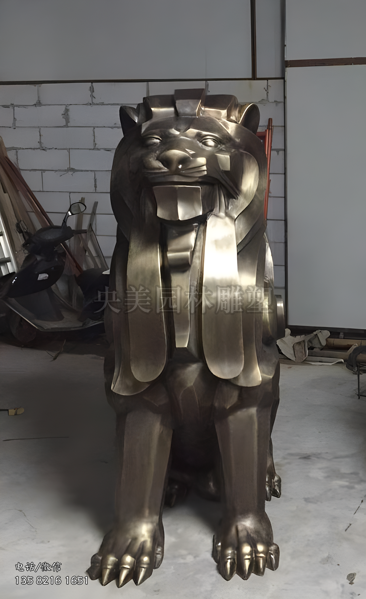 锻铜抽象非洲法老式铜狮子