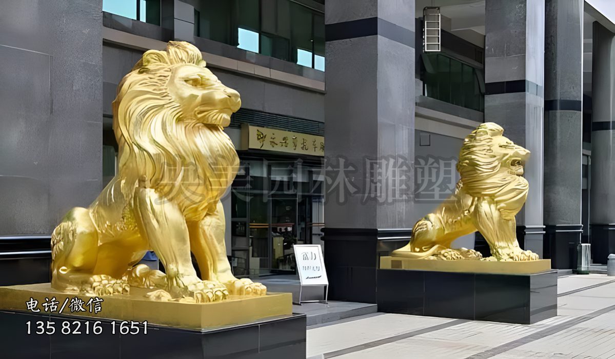 盆景看门铜雕狮子