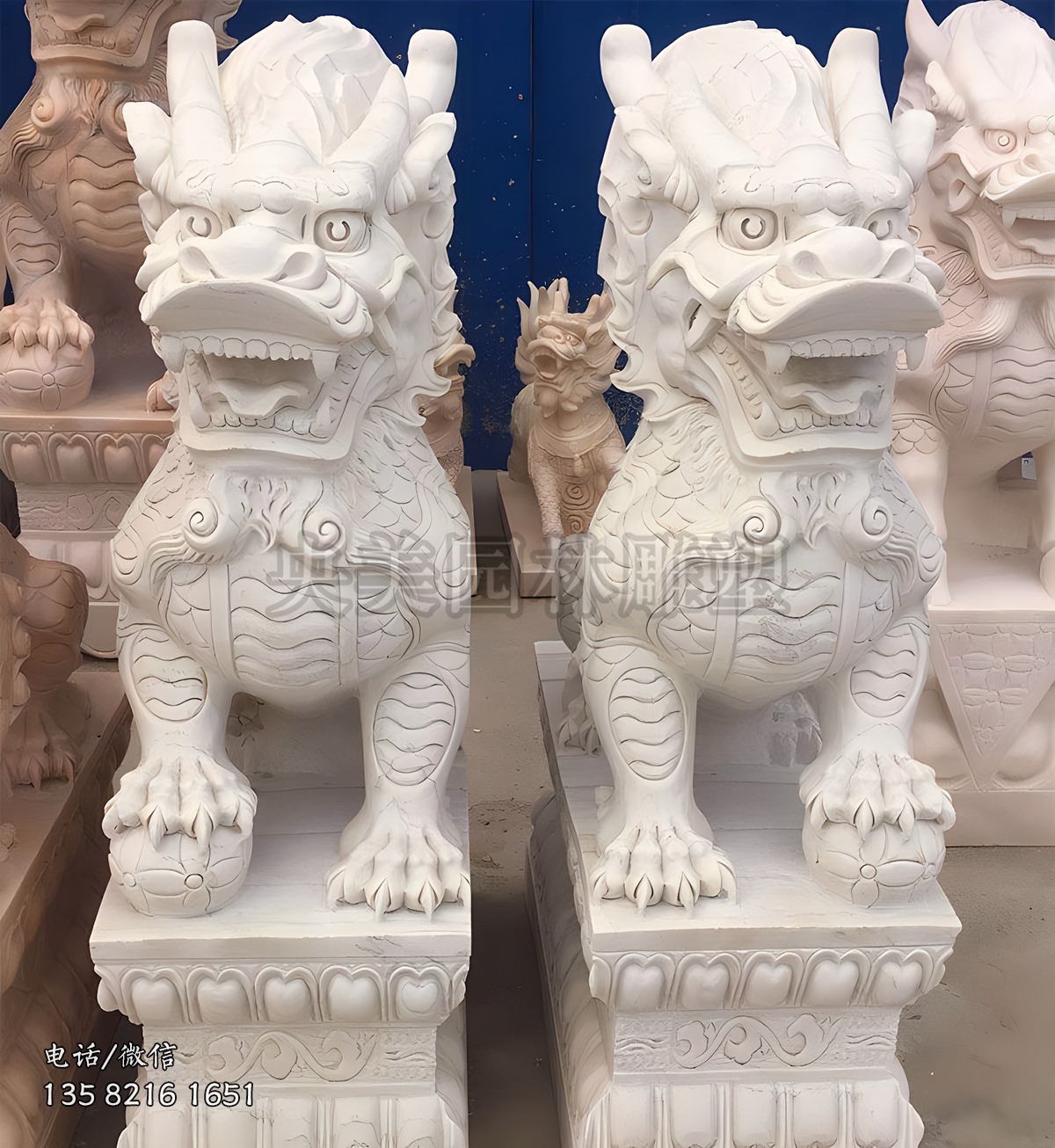 汉白玉大理石赢博官网麒麟雕塑