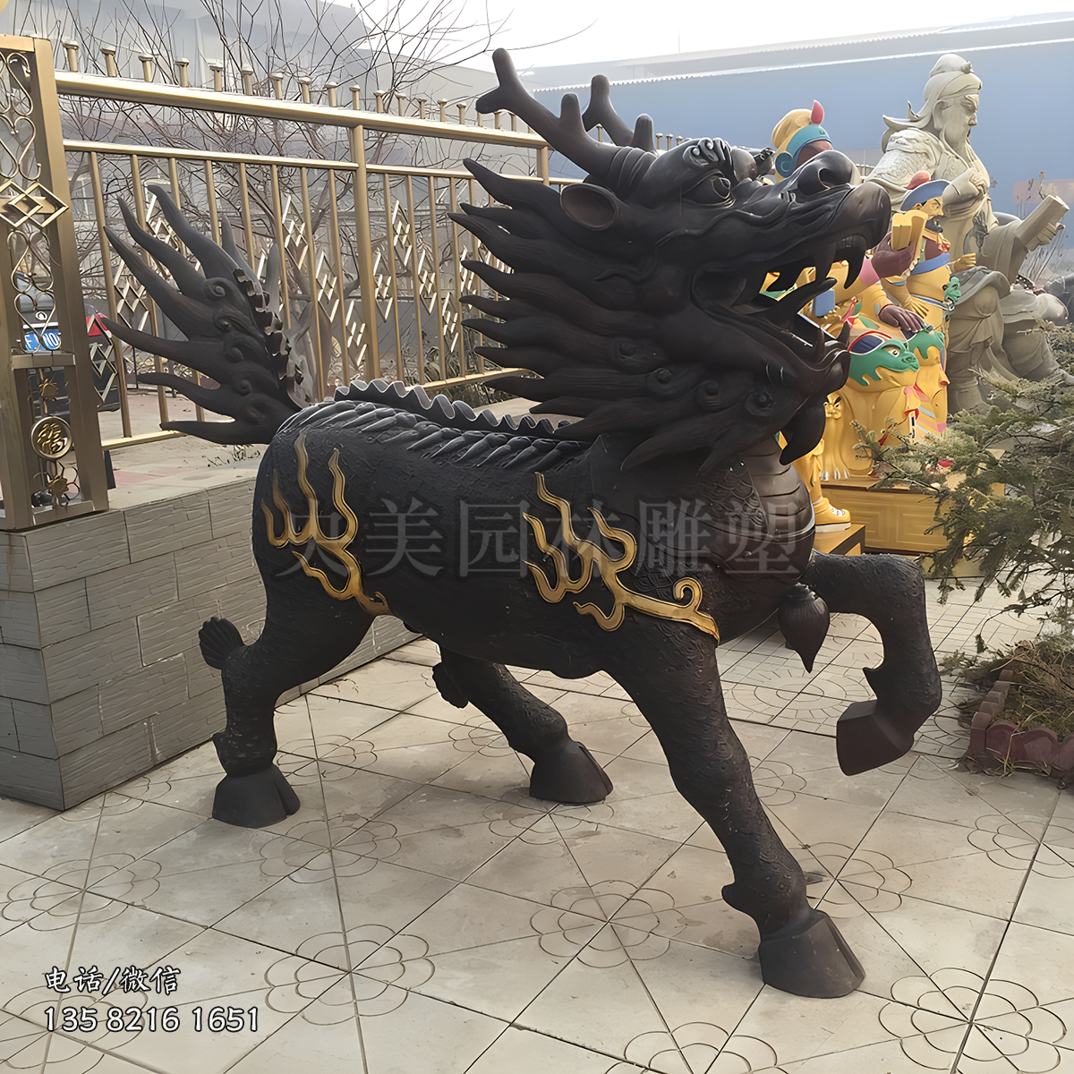 古铜麒麟铜雕塑