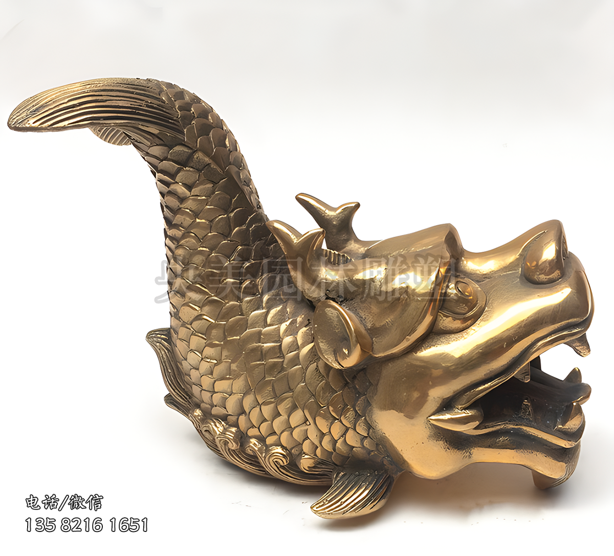 纯铜铸造螭吻雕塑摆件