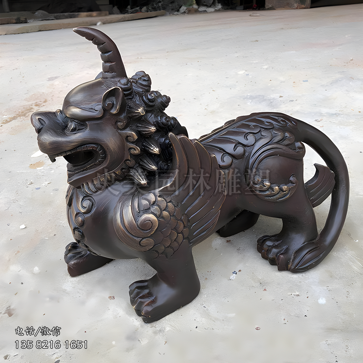 纯铜铸造獬豸雕塑