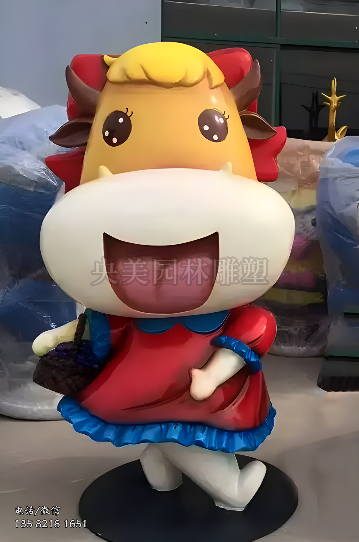 卡通河马玻璃钢雕塑公仔