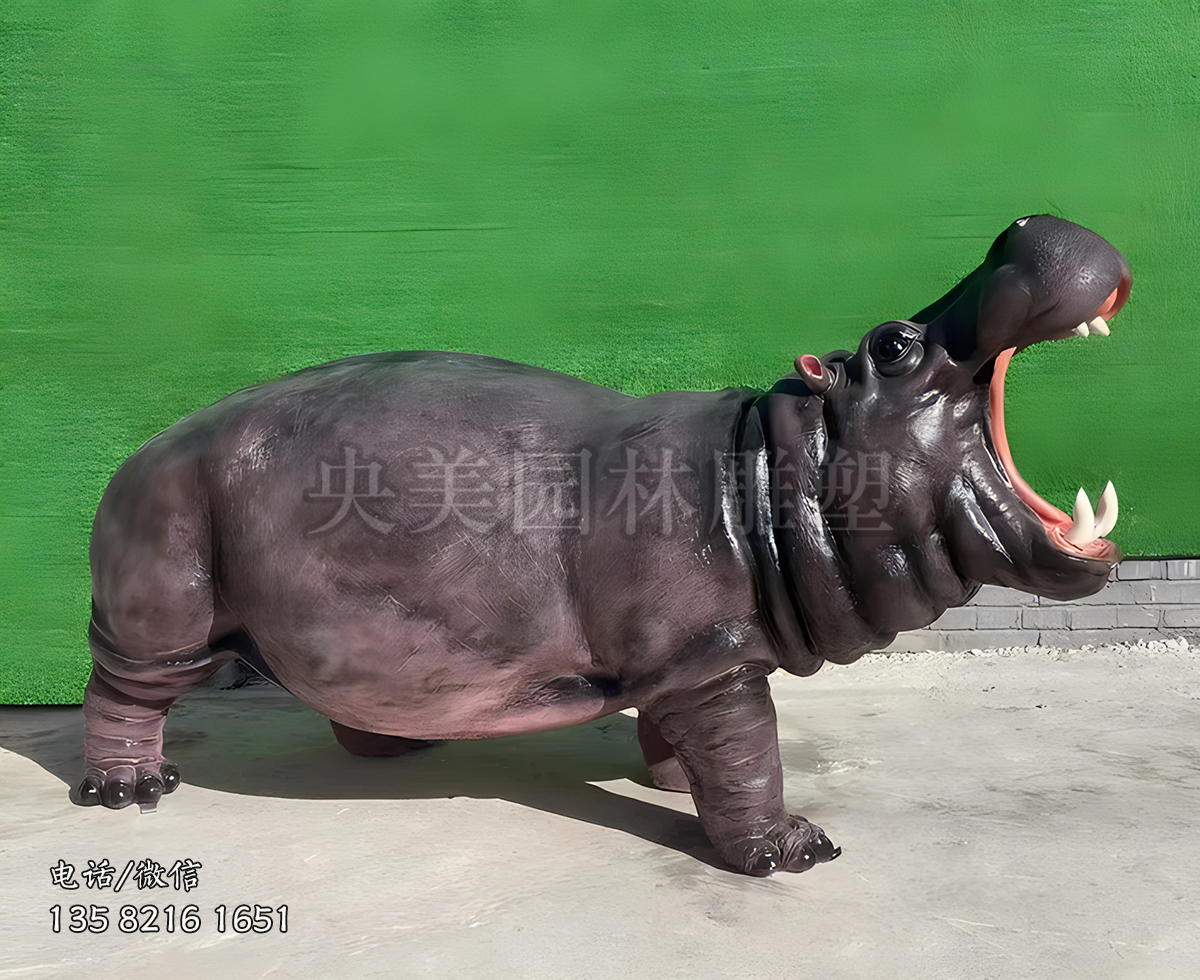 仿真河马玻璃钢雕塑