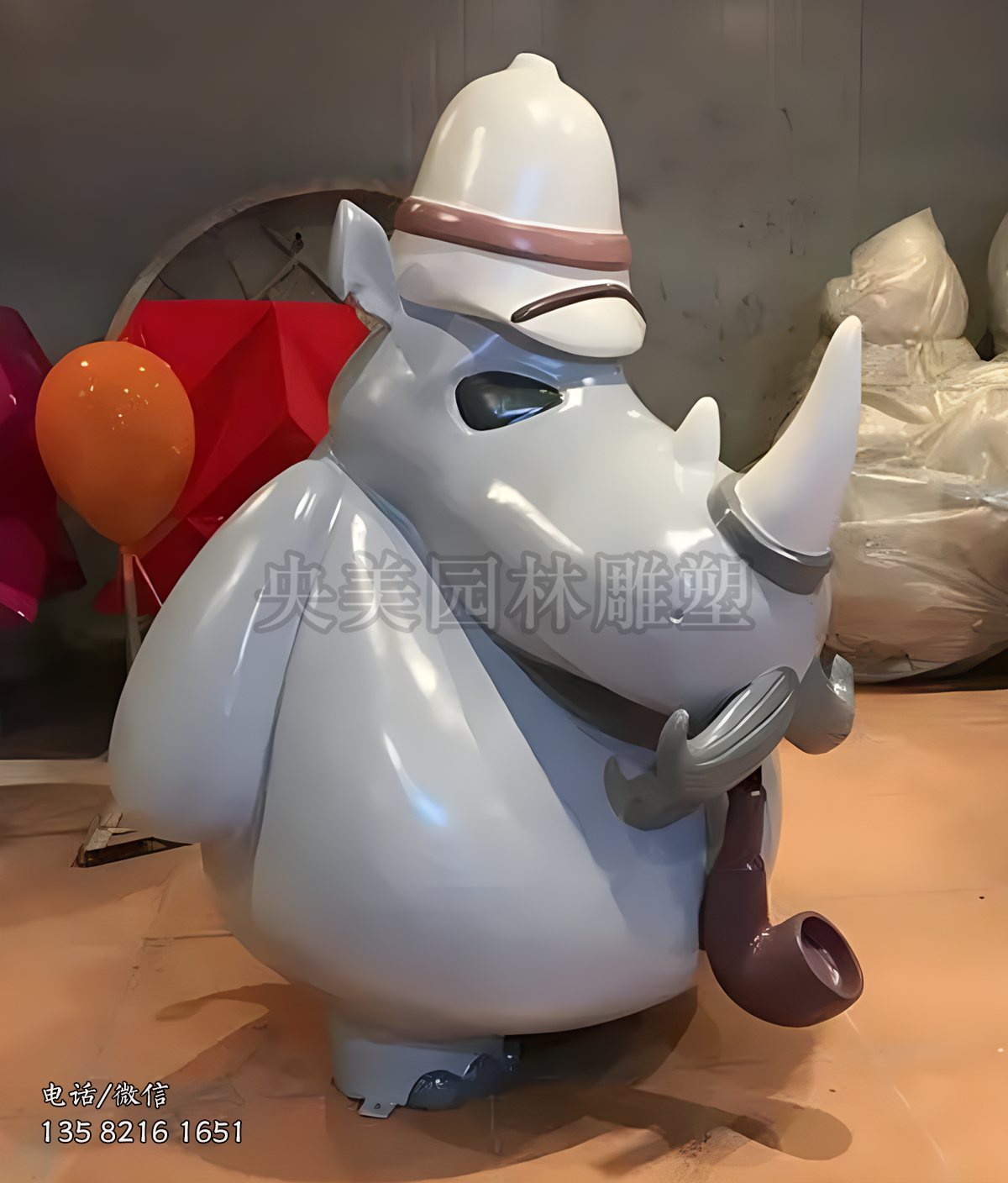 玻璃钢动漫造型卡通河马雕塑