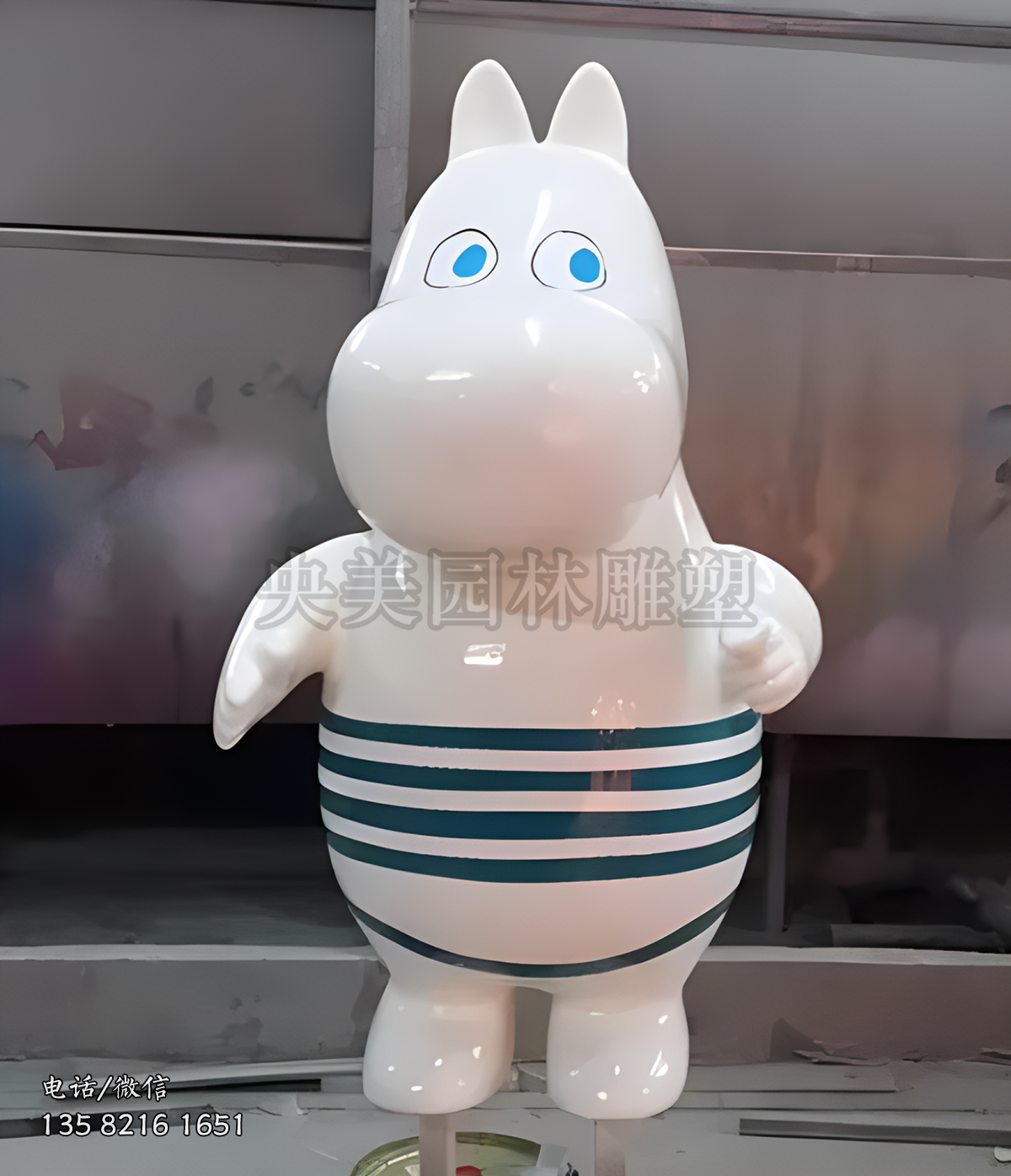 玻璃钢卡通河马造型雕塑摆件