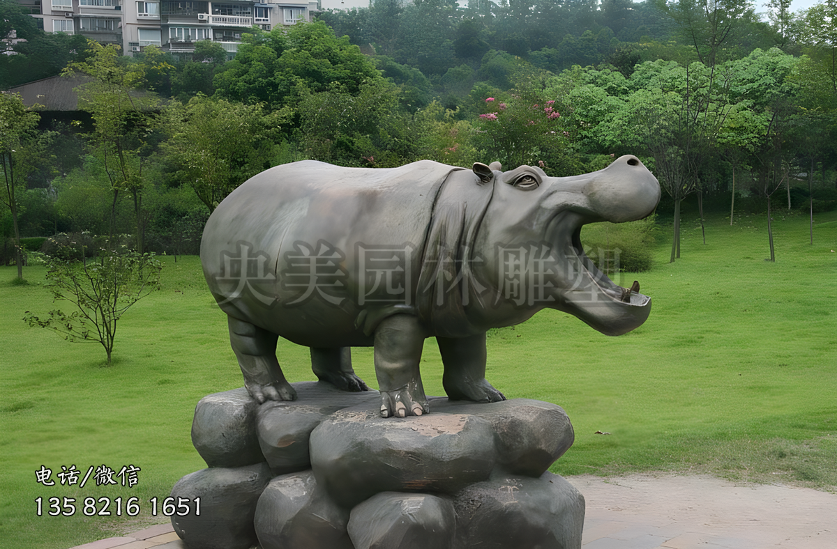 铸铜河马景观动物雕塑