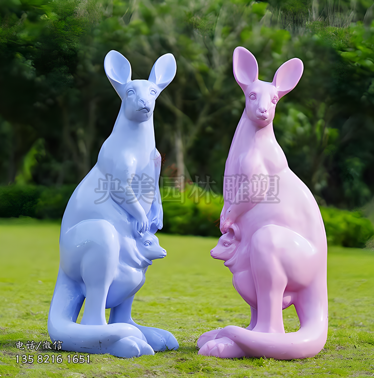 玻璃钢喷漆袋鼠雕塑