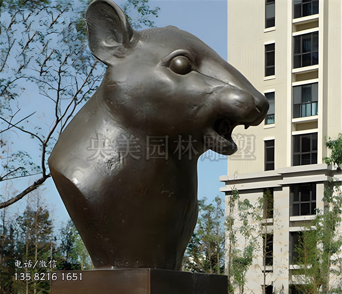 虎头铸铜生肖寅虎雕塑