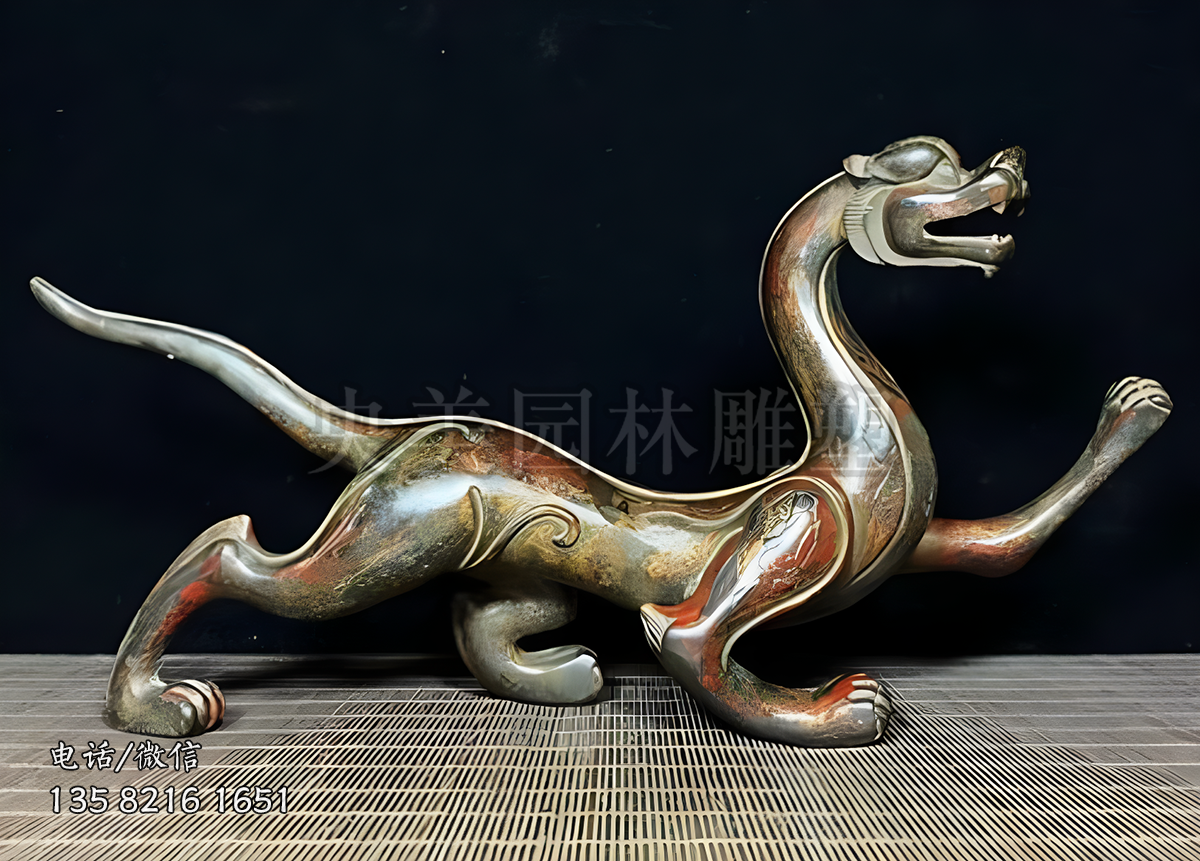 仿古白虎铜雕塑