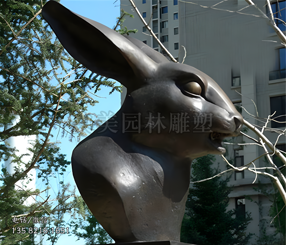 兔子头部造型生肖雕塑摆件