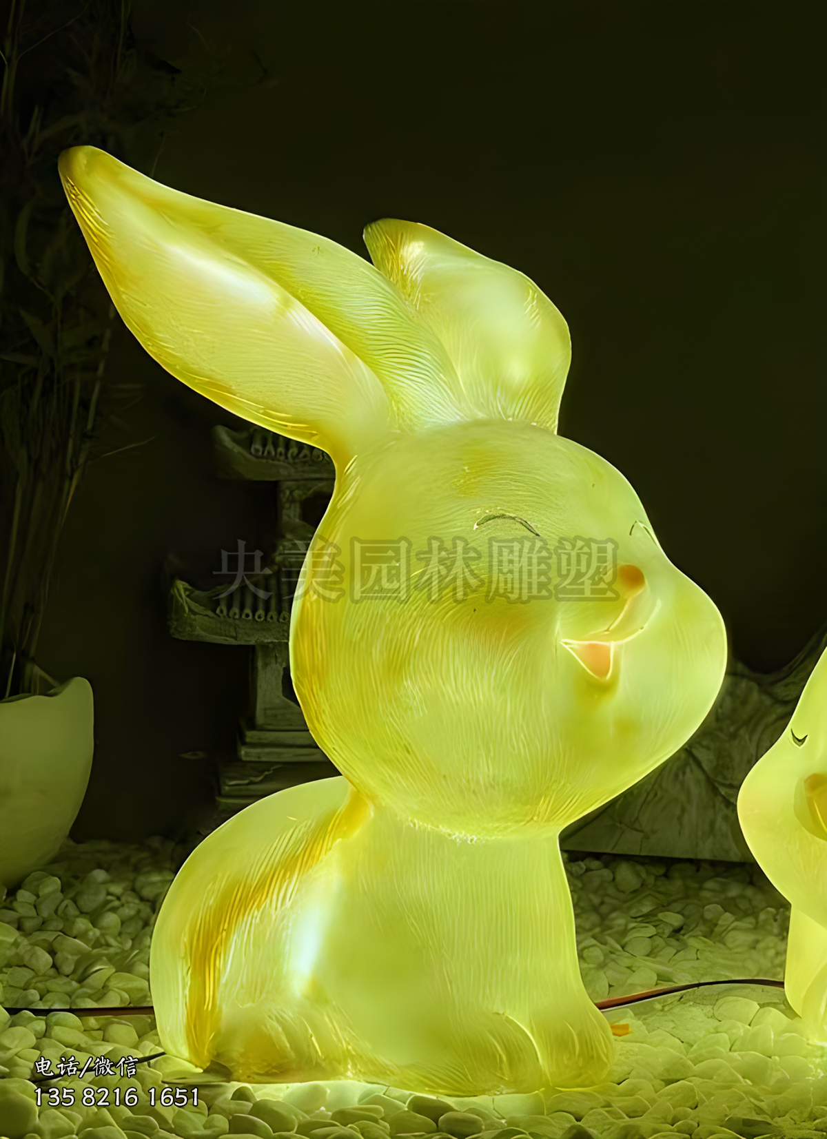 玻璃钢透光发光兔子雕塑摆件