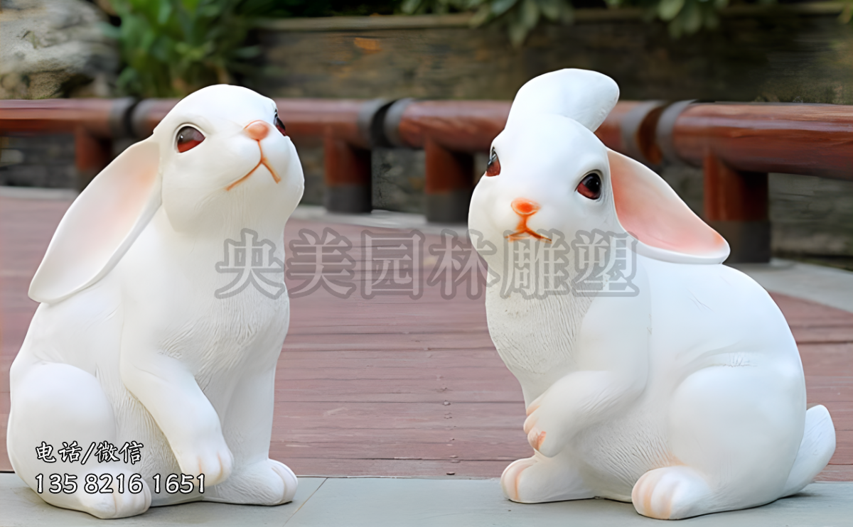 玻璃钢仿真兔子雕塑摆件