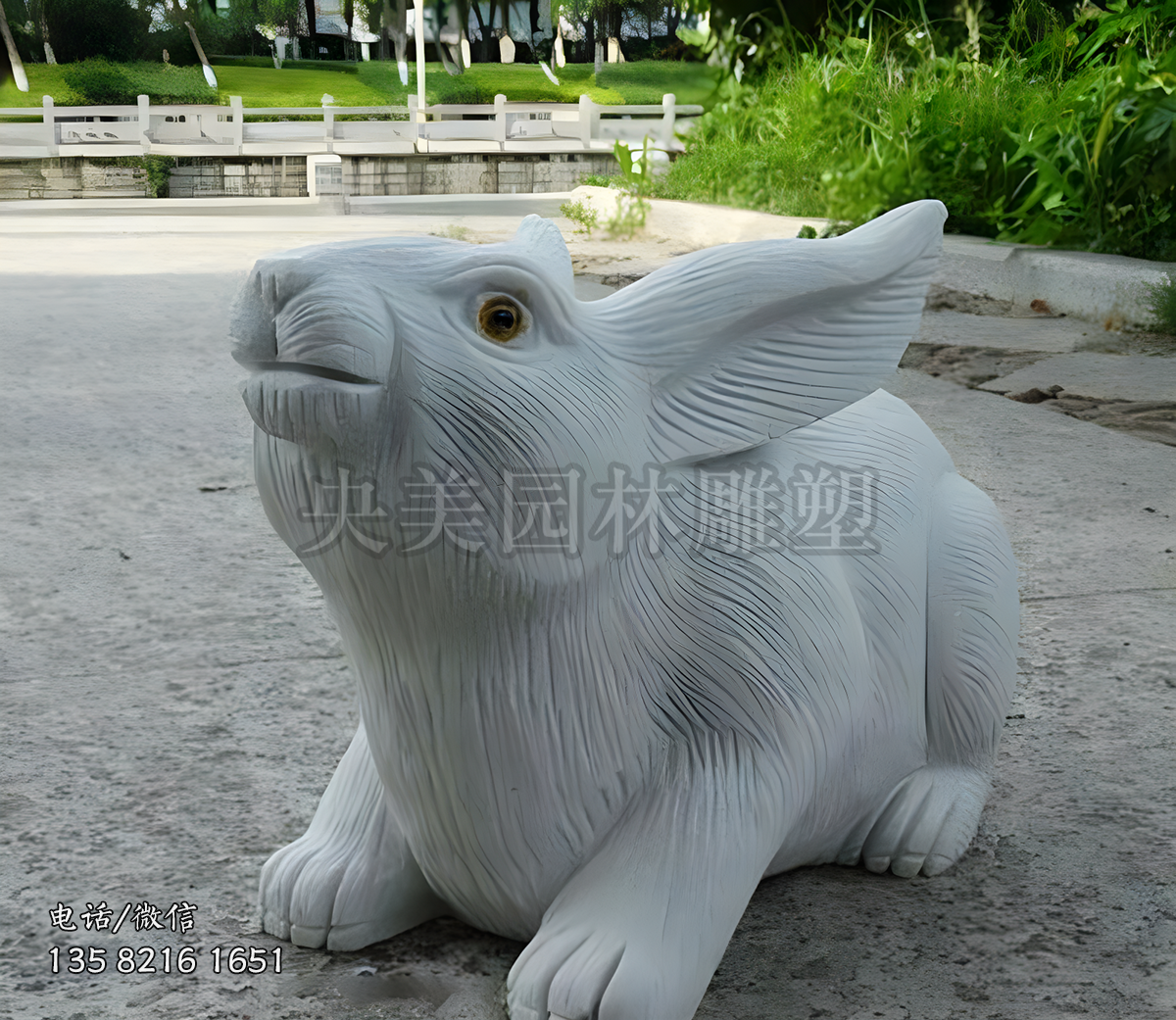 汉白玉大理石仿真兔子雕塑