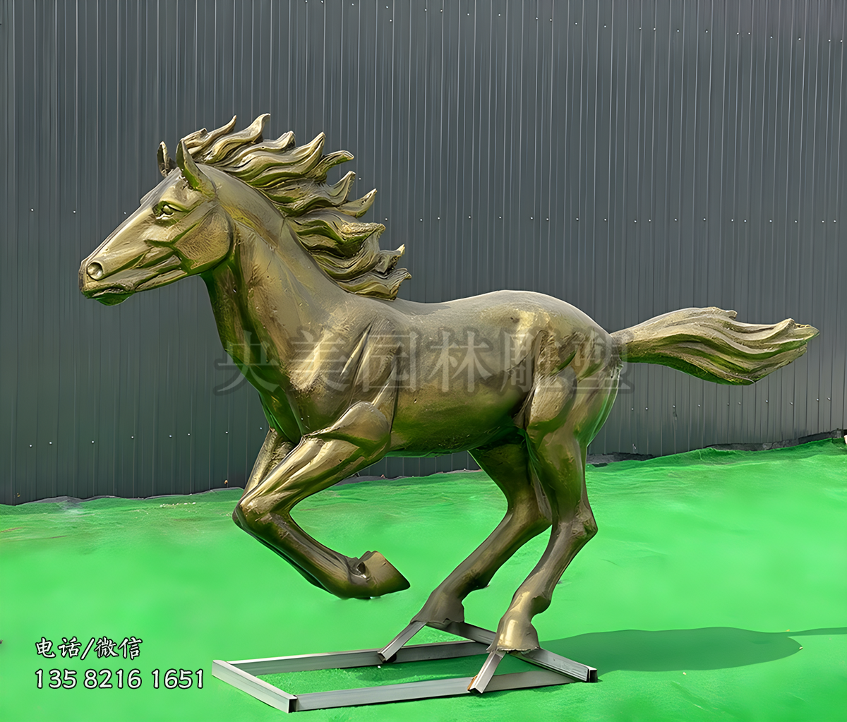 仿铜奔马玻璃钢雕塑