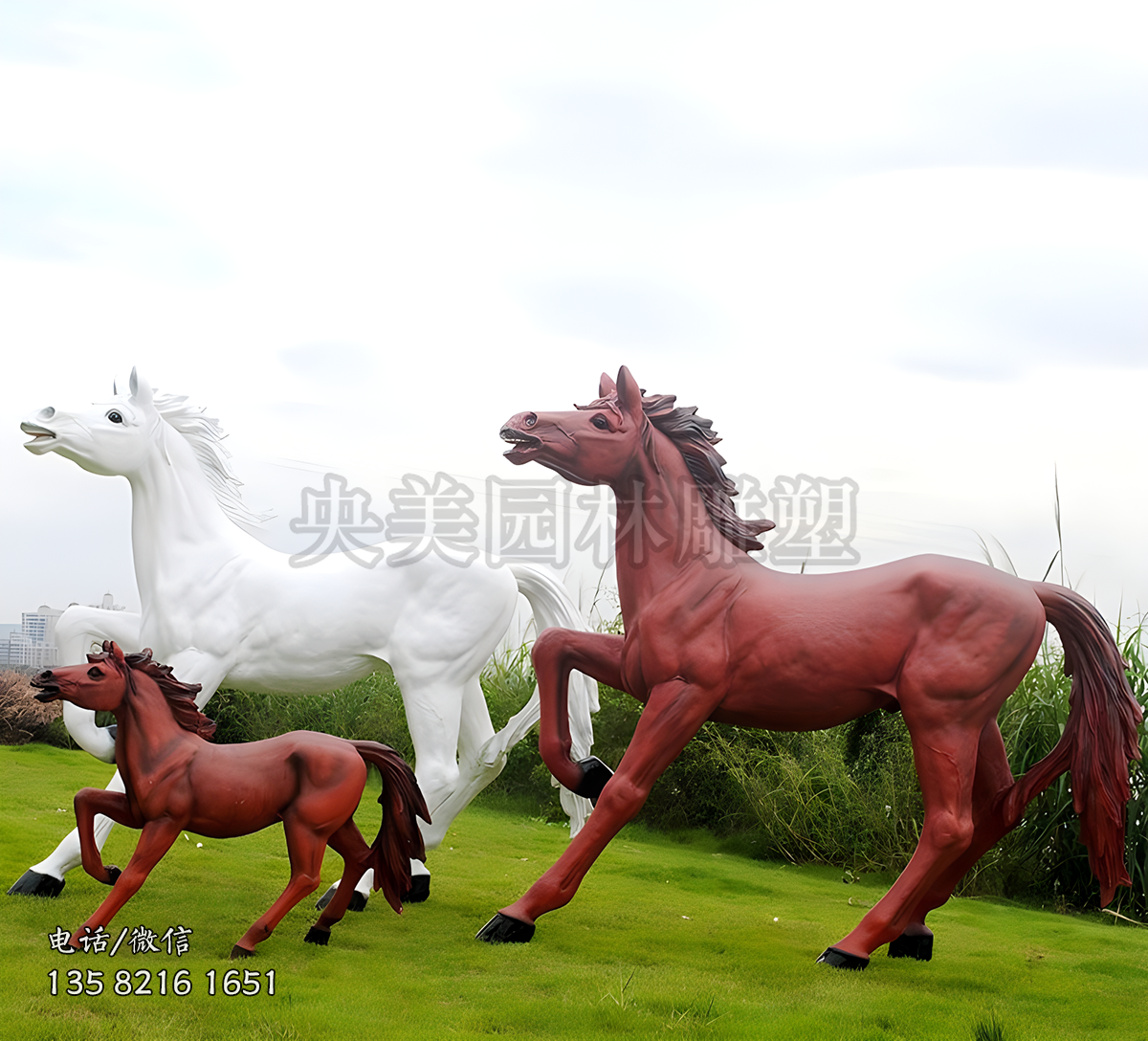 玻璃钢喷漆仿真马雕塑