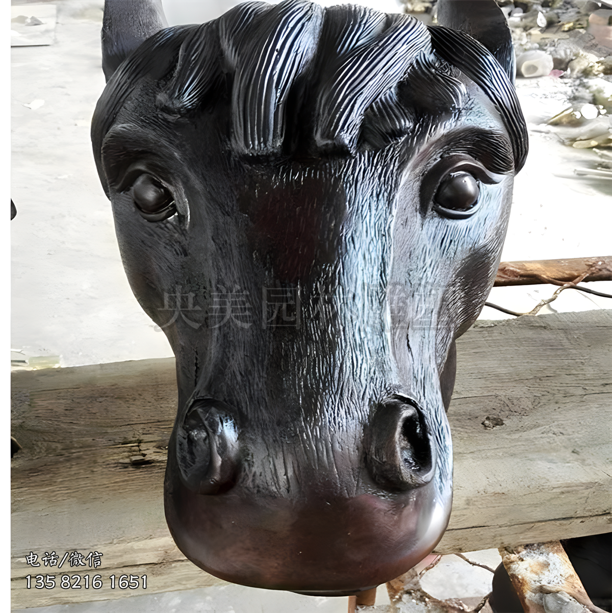 玻璃钢仿真马头雕塑摆件