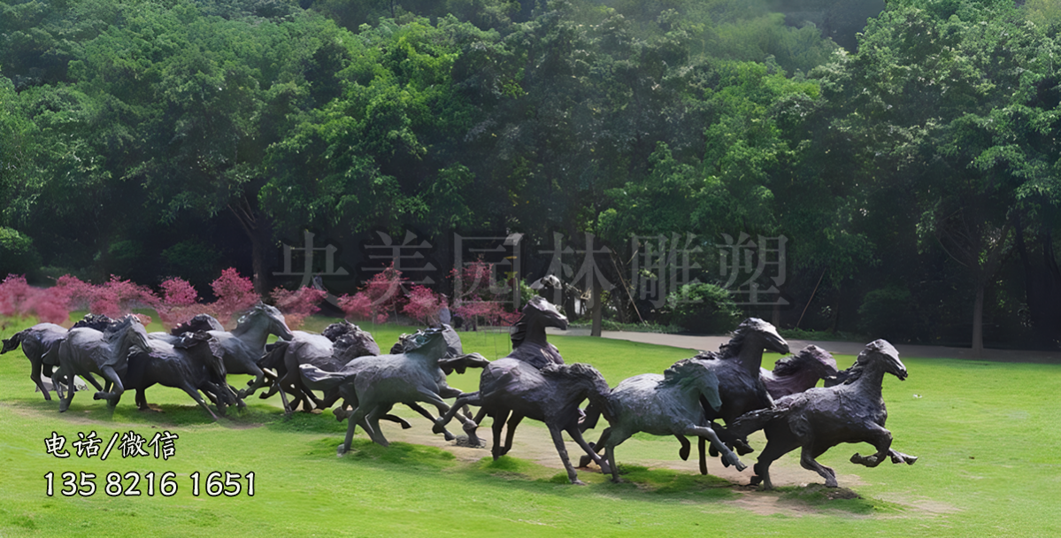 景区园林马群景观动物雕塑