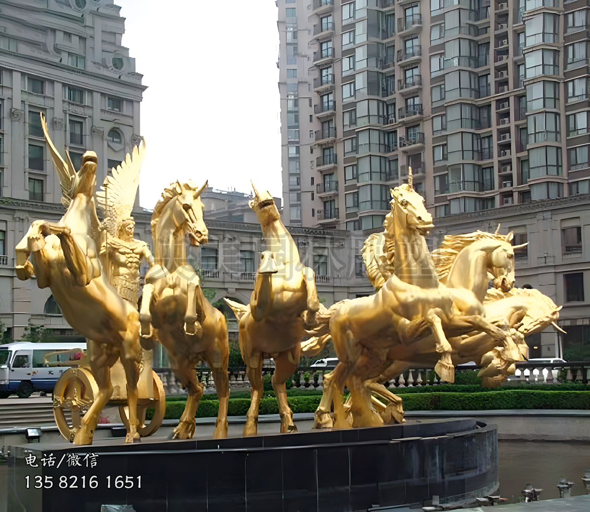 阿波罗战车金马马群景观雕塑