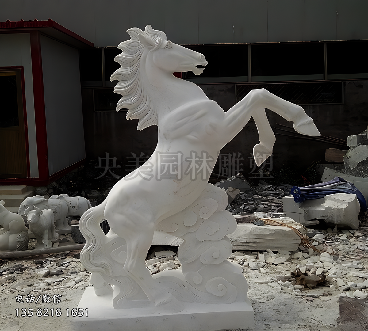 汉白玉立马赢博官网景观雕塑