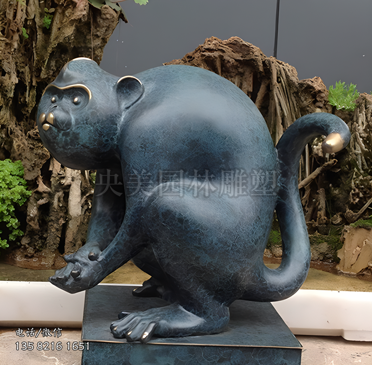 铸铜申猴铜雕塑
