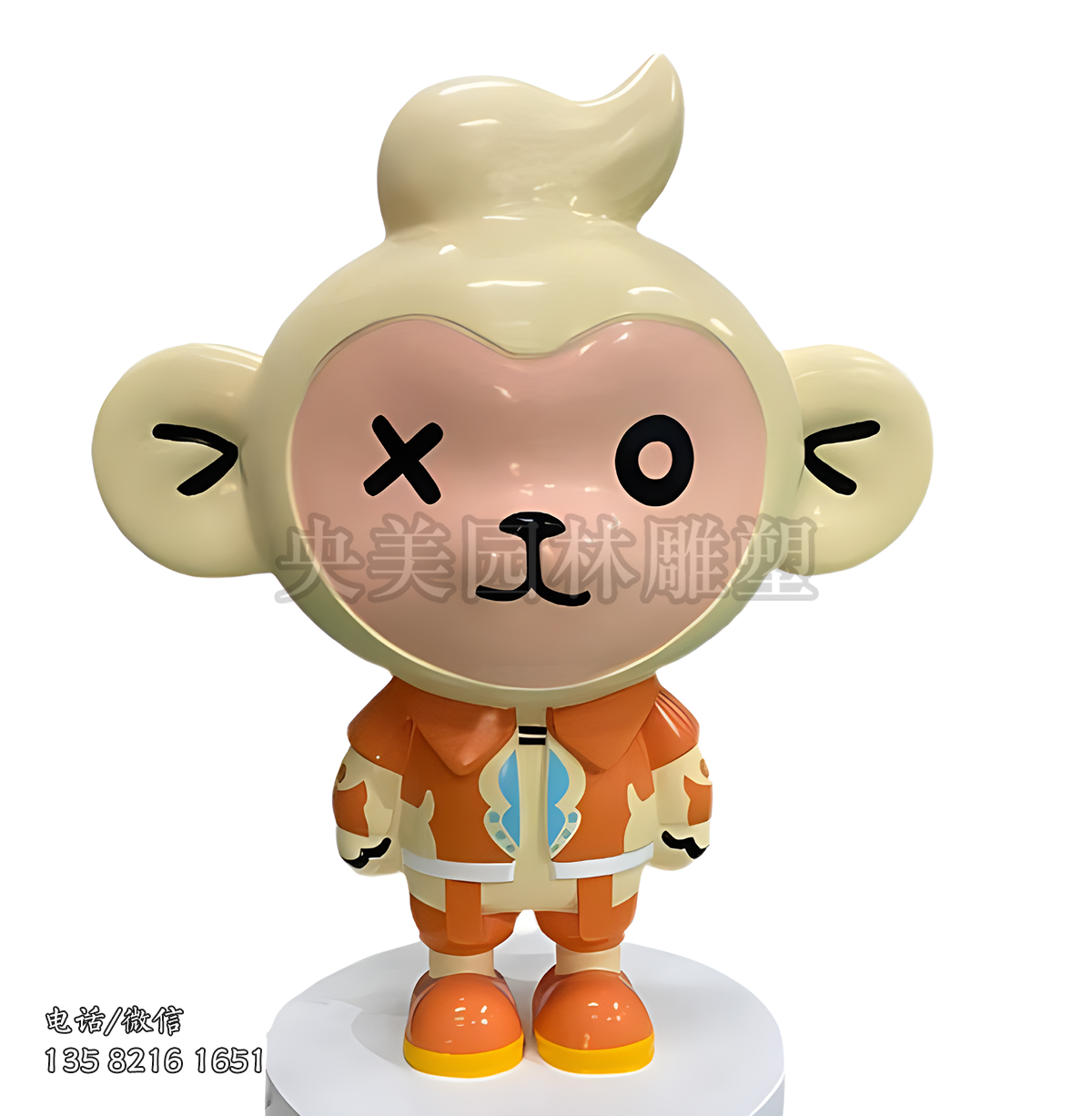 玻璃钢彩绘卡通猴子雕塑