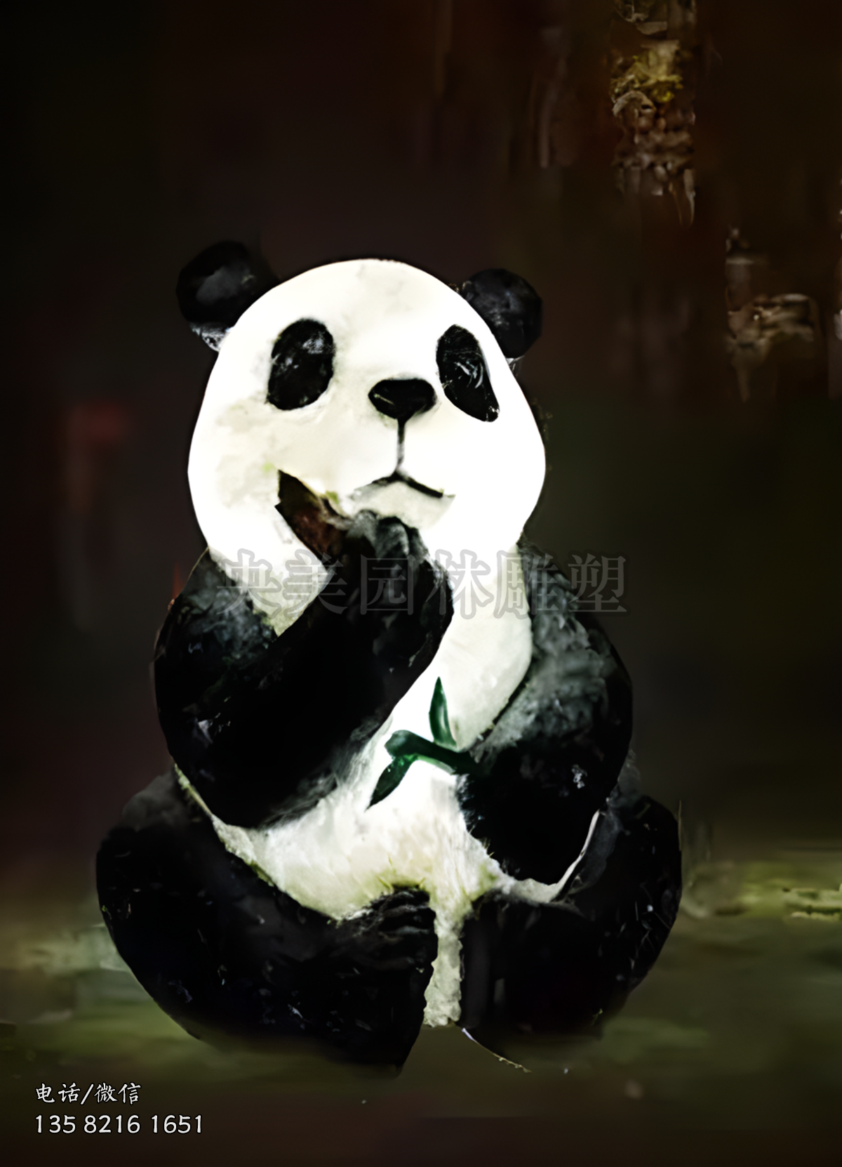 玻璃钢透光仿真熊猫雕塑