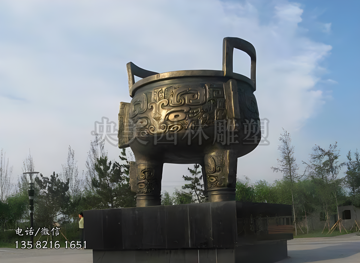 纯铜铸造圆鼎雕塑