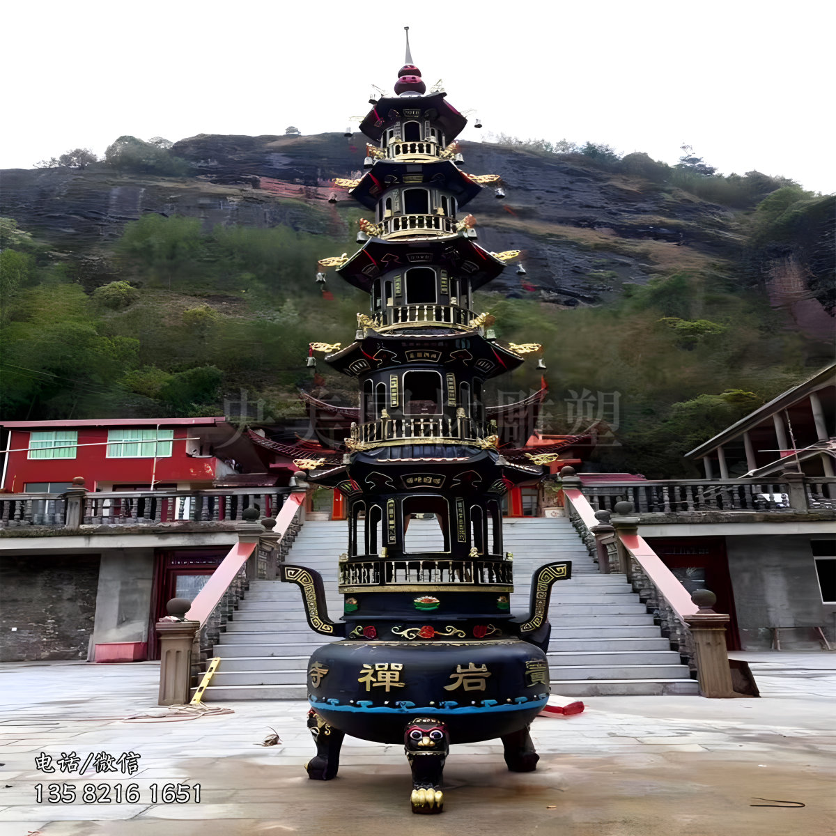 铸铁高层焚香炉雕塑