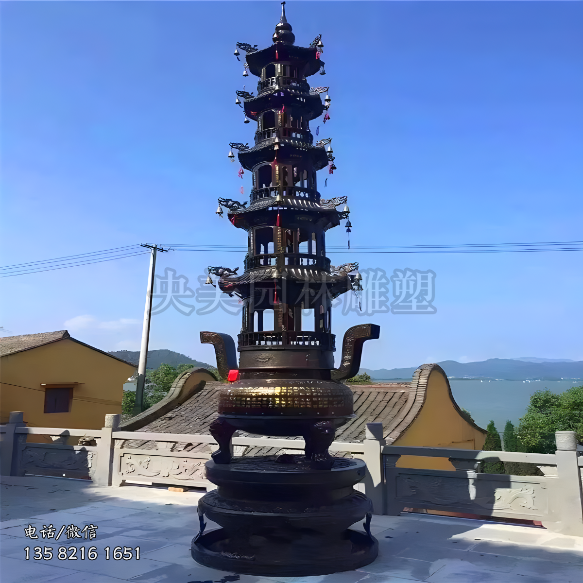 铜雕寺庙香炉雕塑