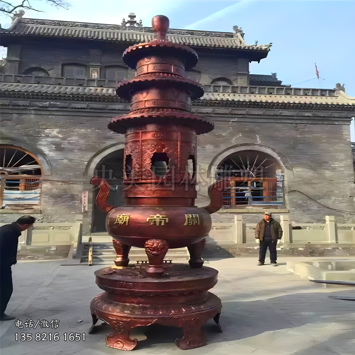 寺庙大型铜铸香炉雕塑