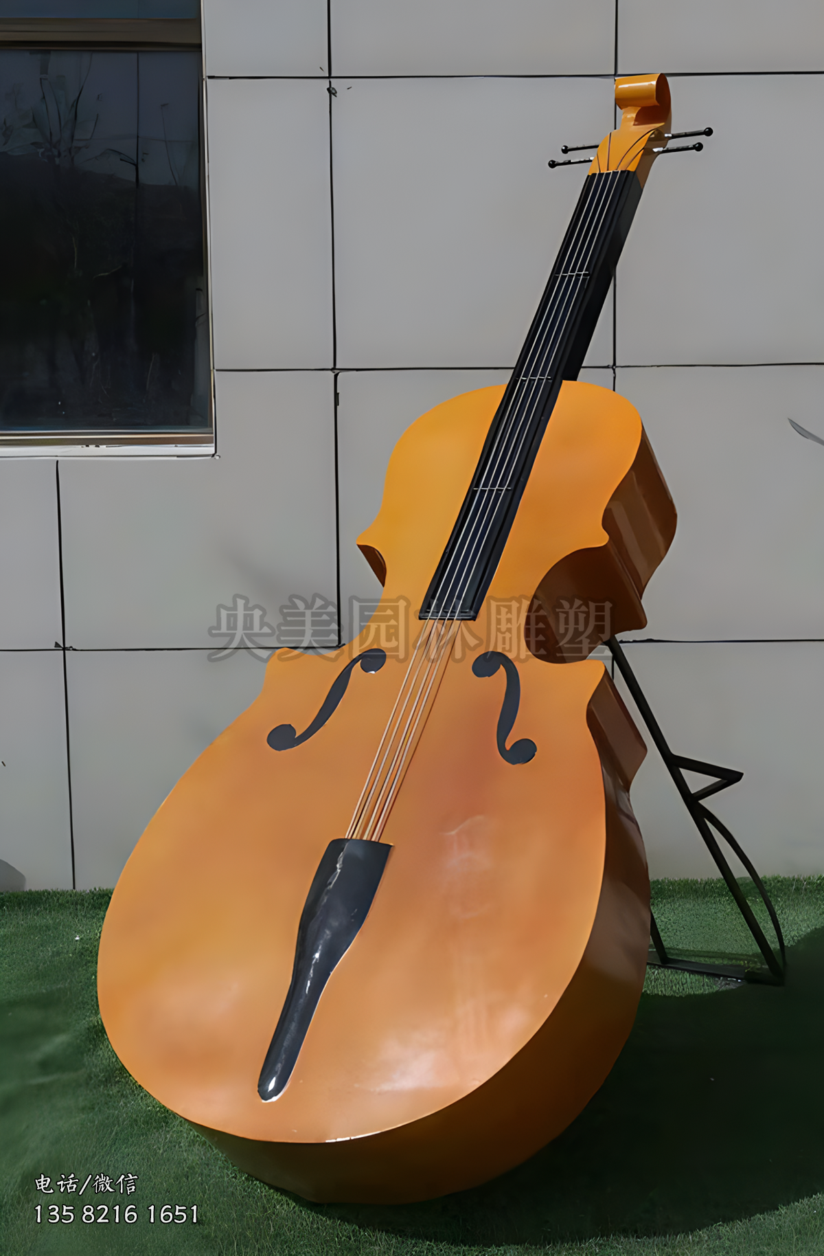 玻璃钢仿真大提琴雕塑