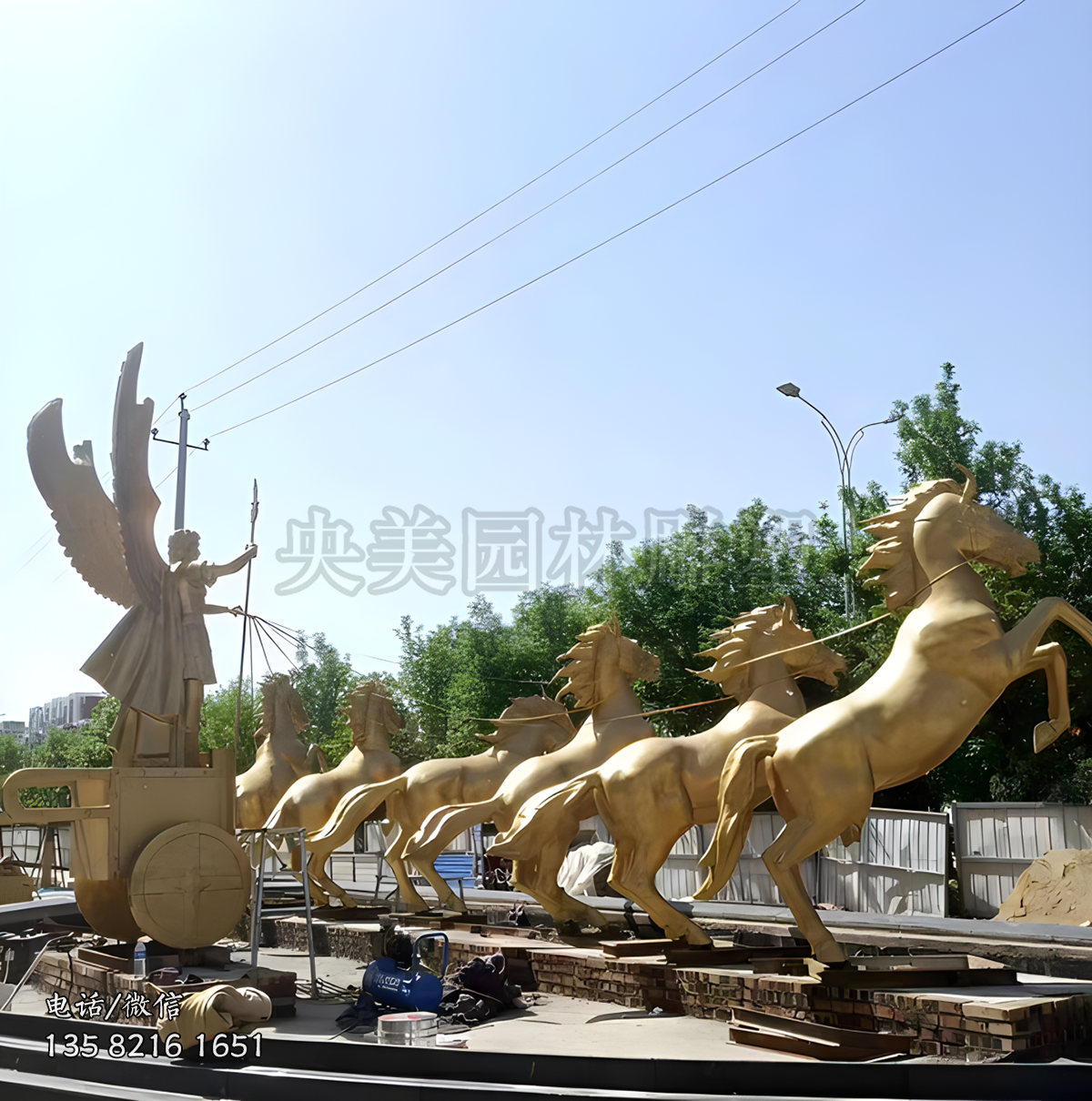 阿波罗战车大型马拉车景观雕塑