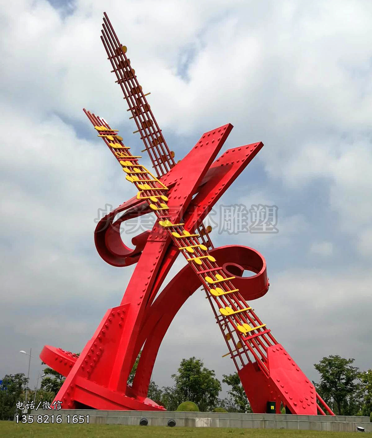 不锈钢音乐主题景观雕塑五线谱音符