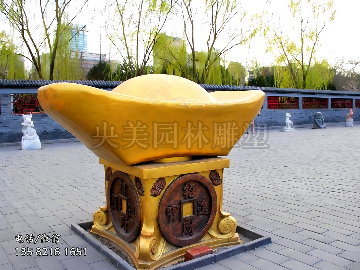 铸铜漆金招财进宝元宝景观雕塑