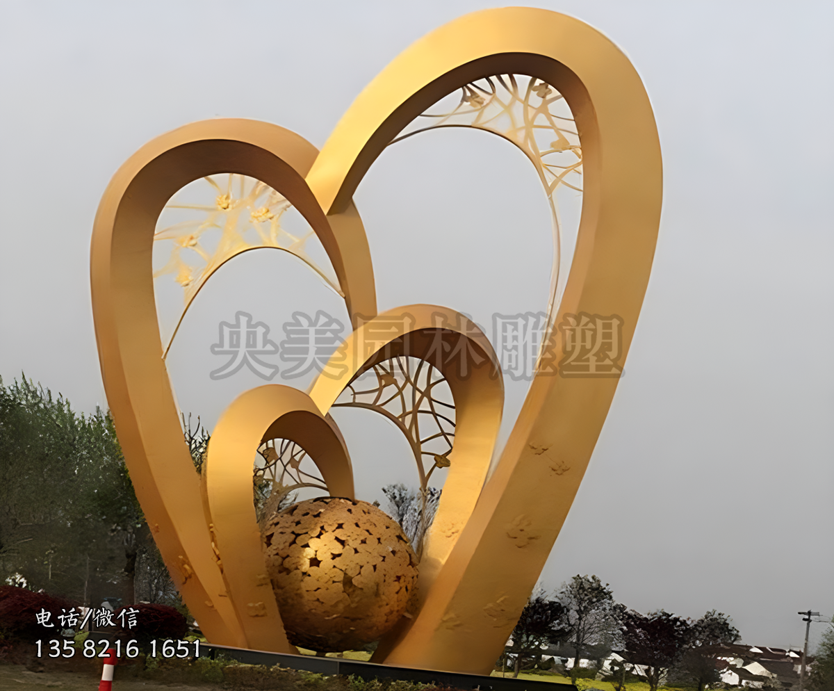 心型不锈钢创意景观雕塑