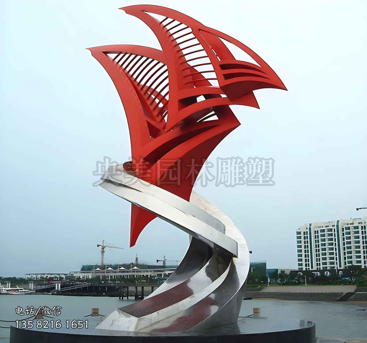 滨海船帆不锈钢景观雕塑
