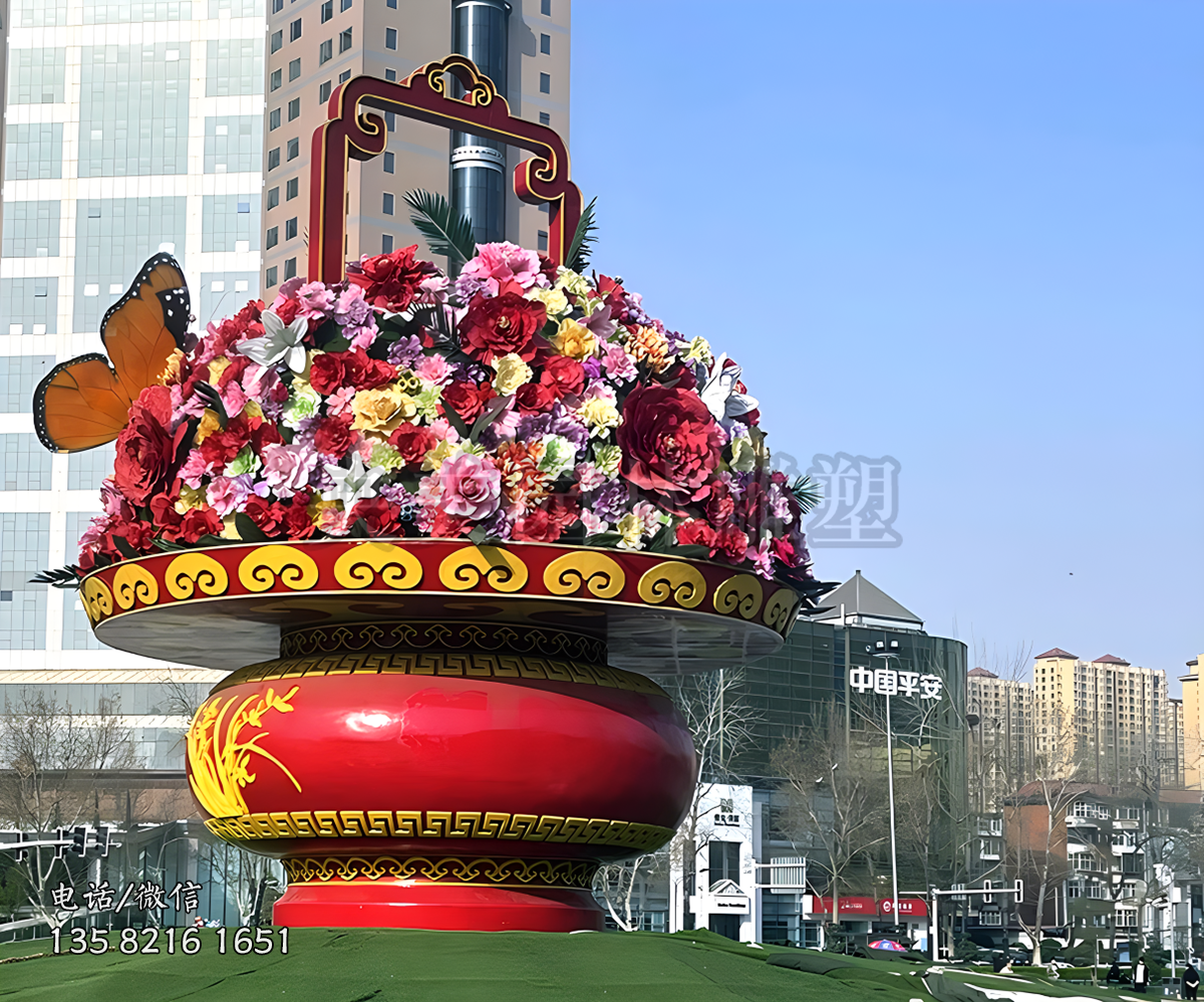 玻璃钢大花篮雕塑