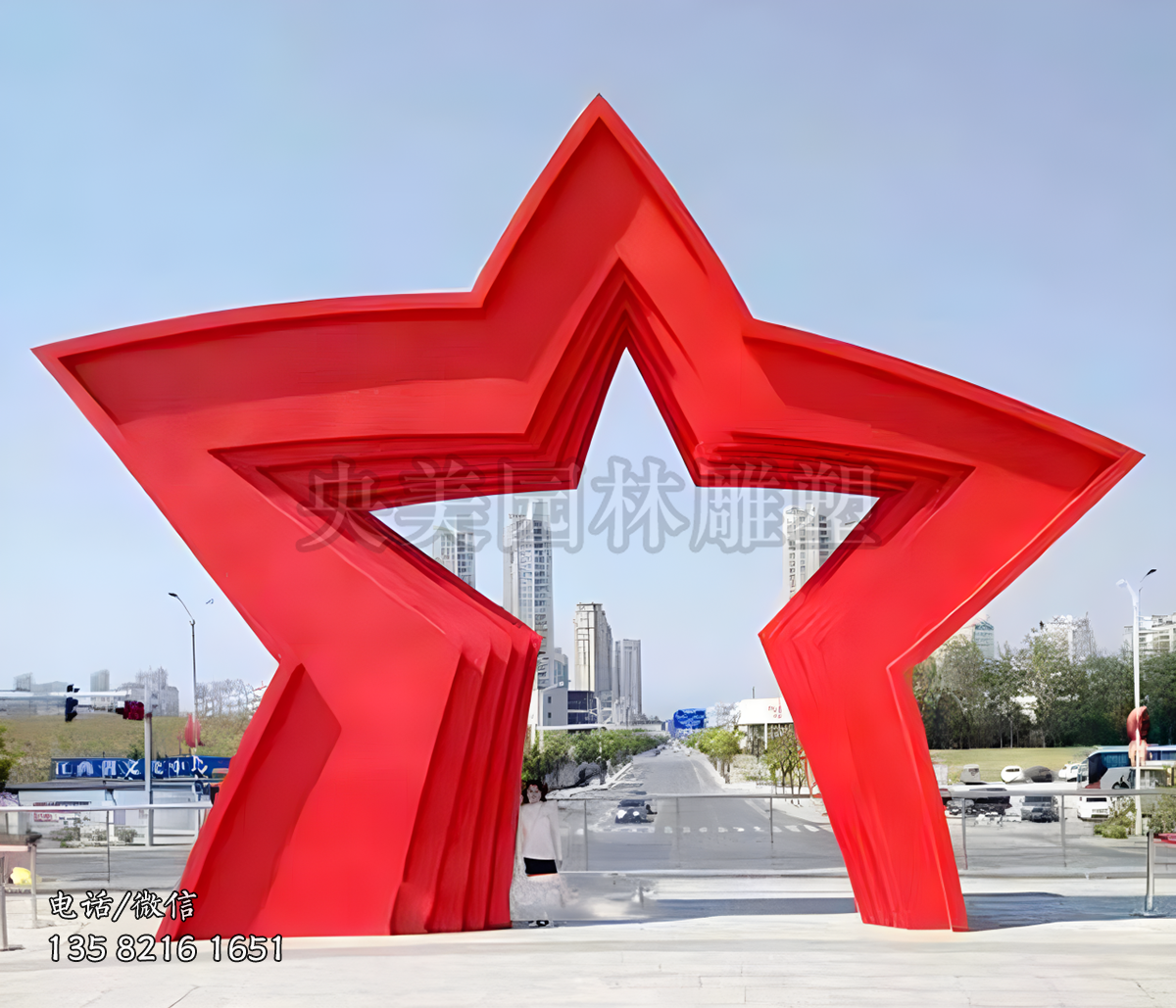 五角星造型不锈钢大门景观雕塑