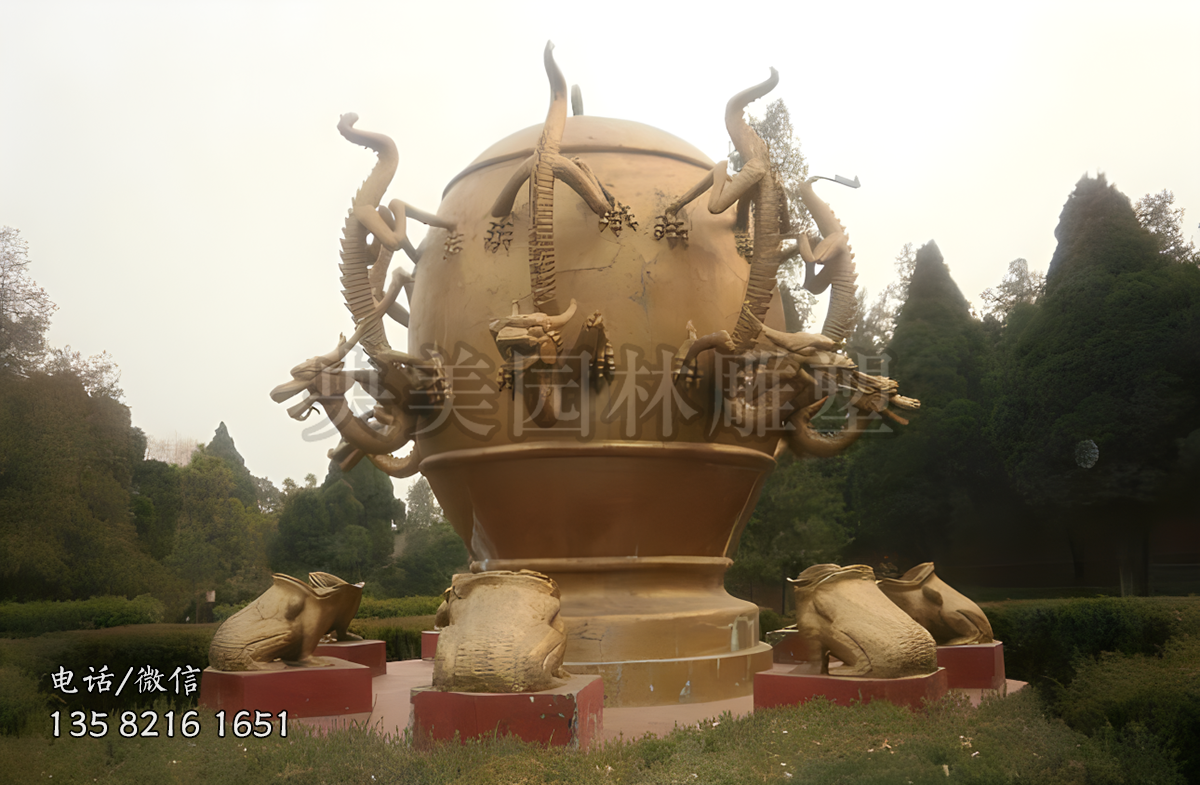 纯铜铸造地动仪景观雕塑