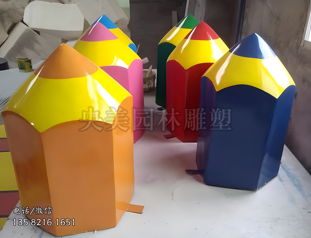 玻璃钢仿真蜡笔雕塑摆件
