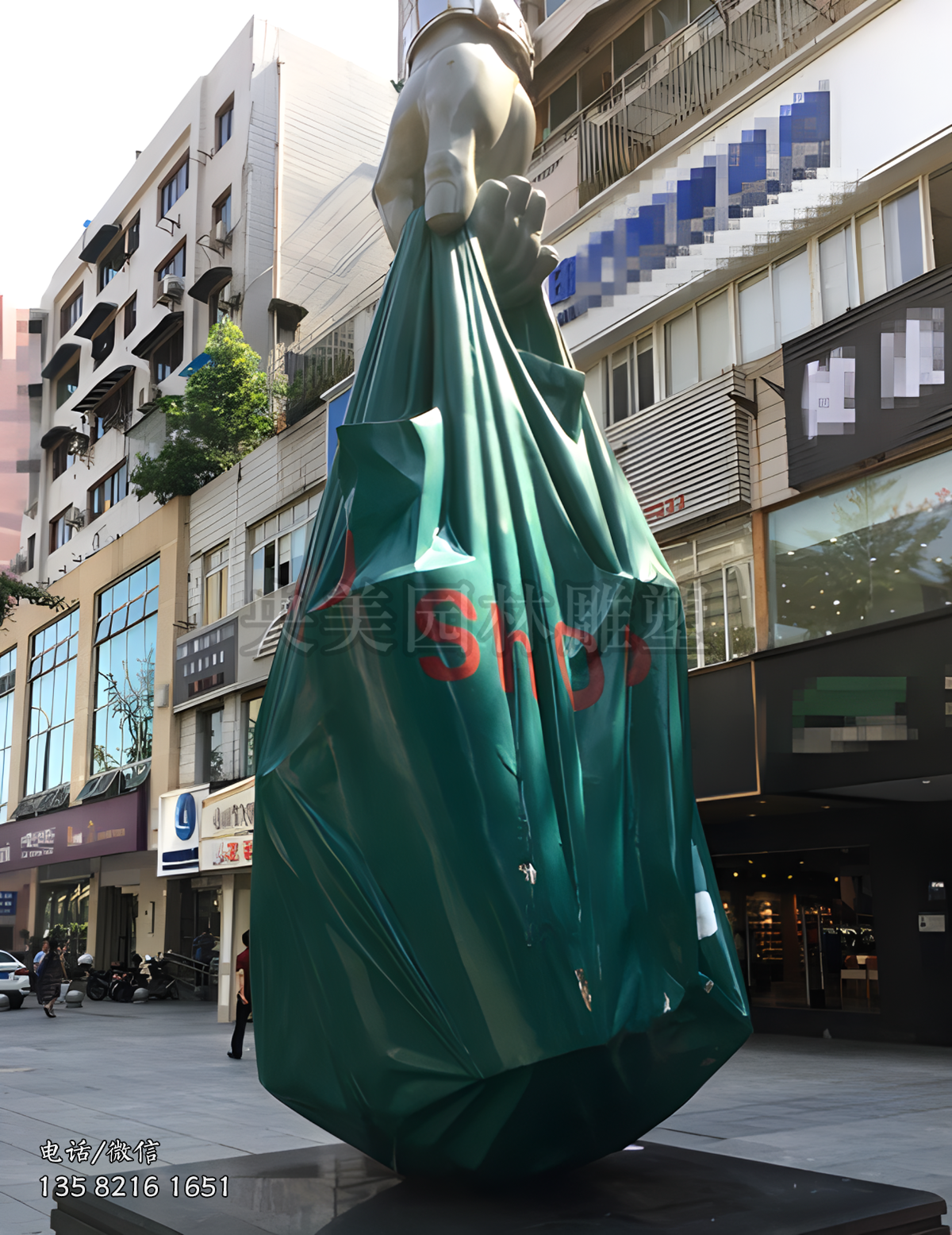商业步行街不锈钢购物袋景观雕塑