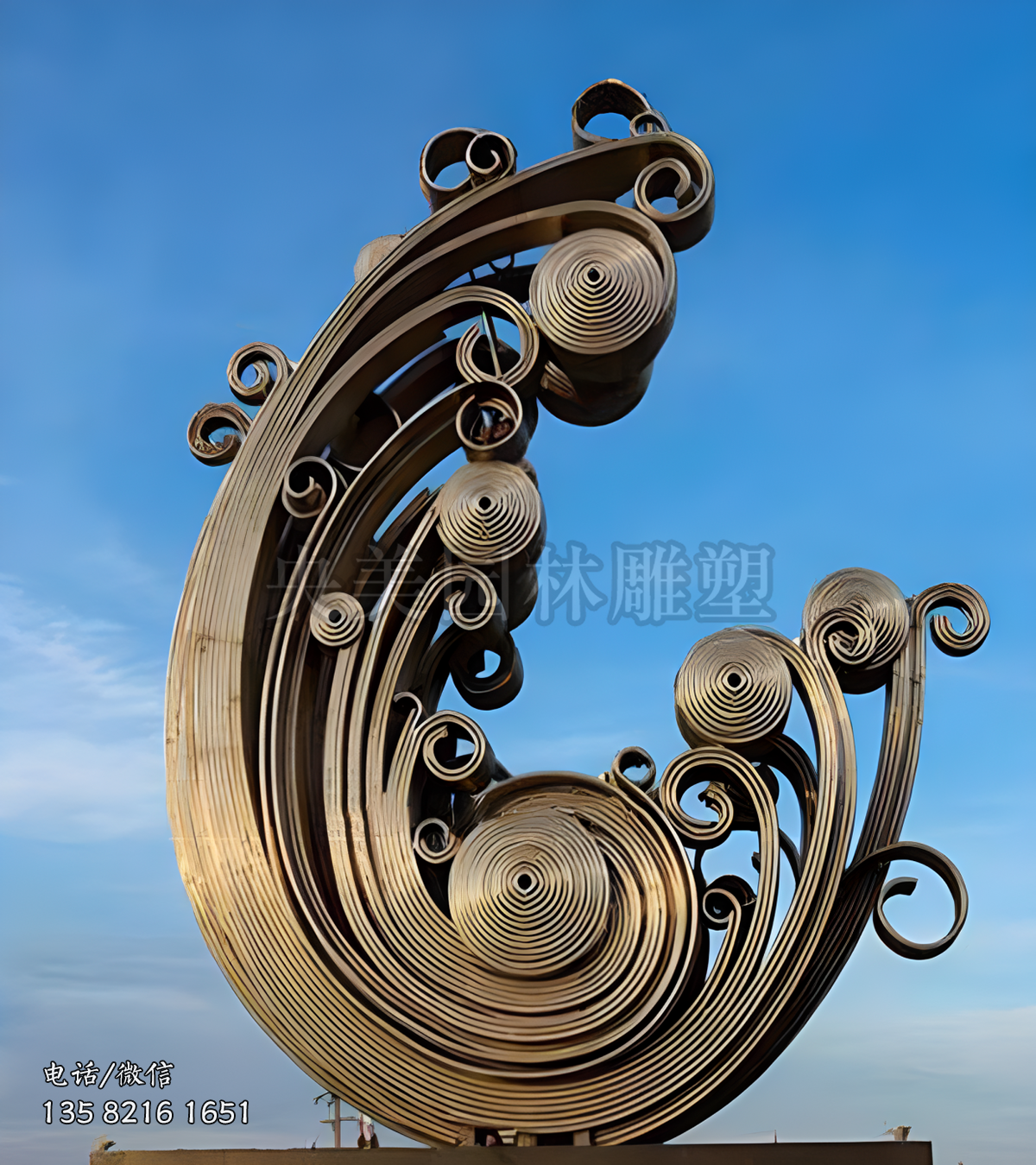 几何造型不锈钢抽象浪花雕塑