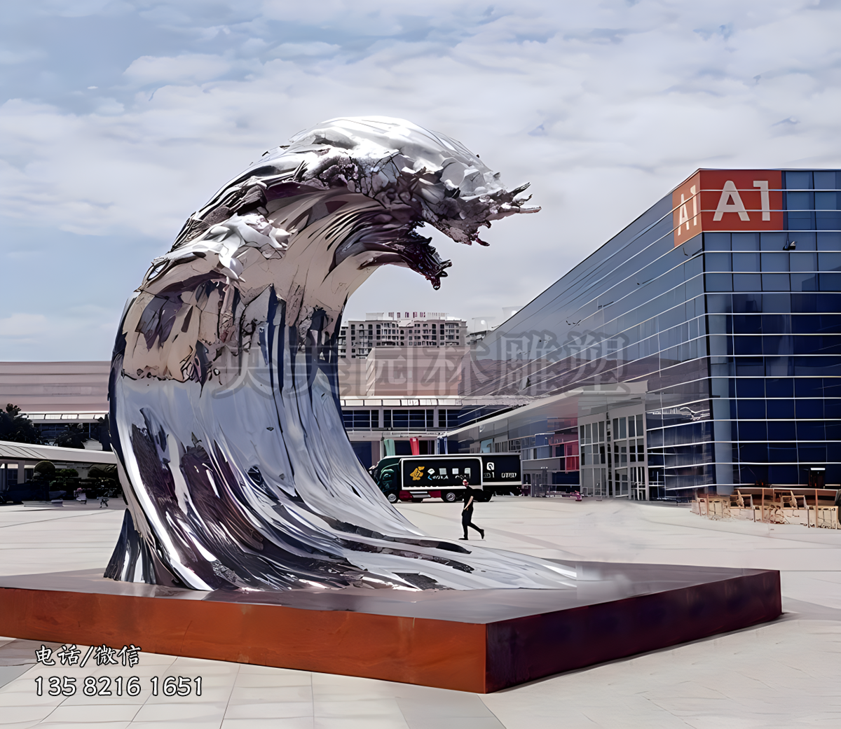 巨型海浪不锈钢景观雕塑