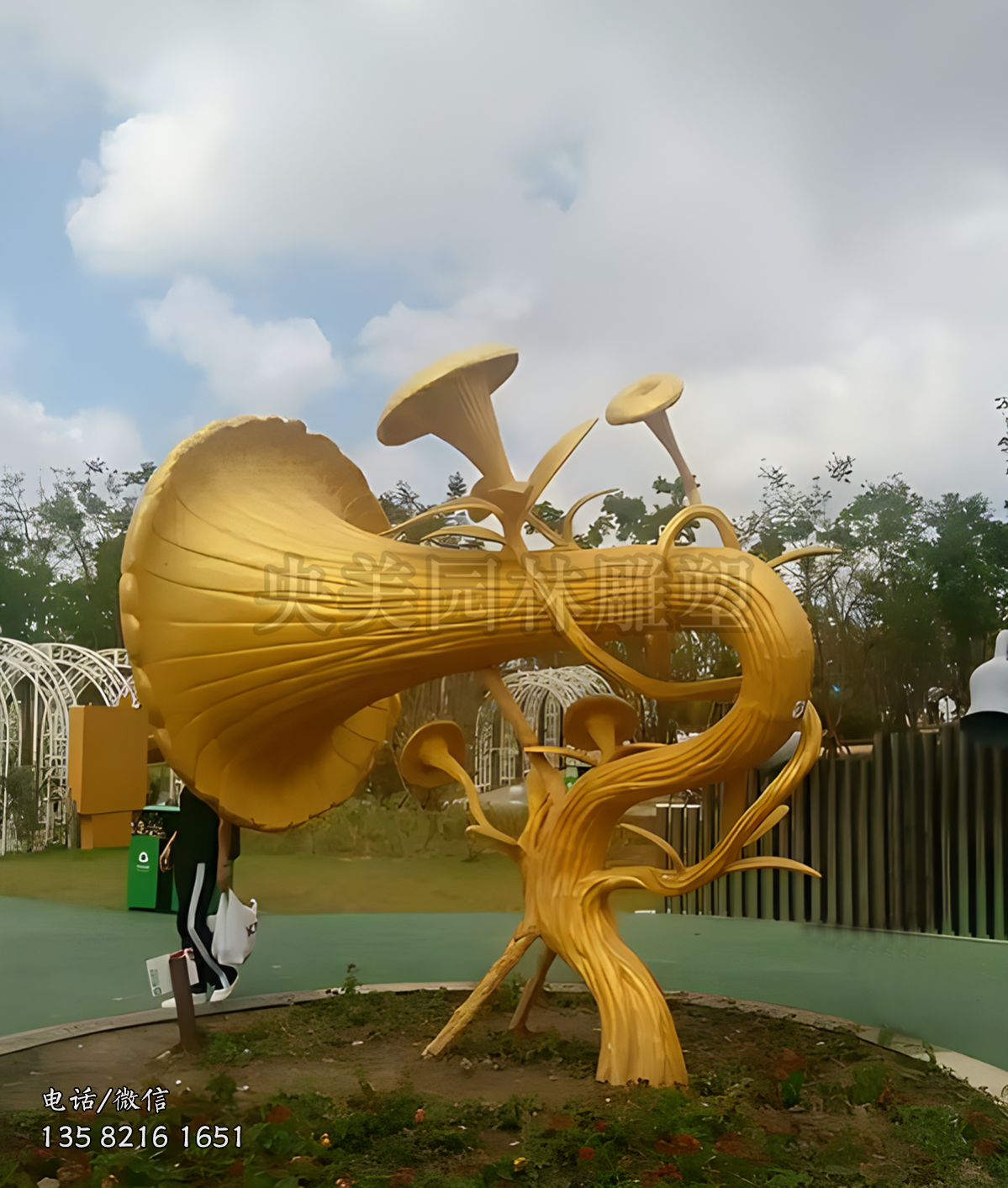 树形不锈钢喇叭花雕塑