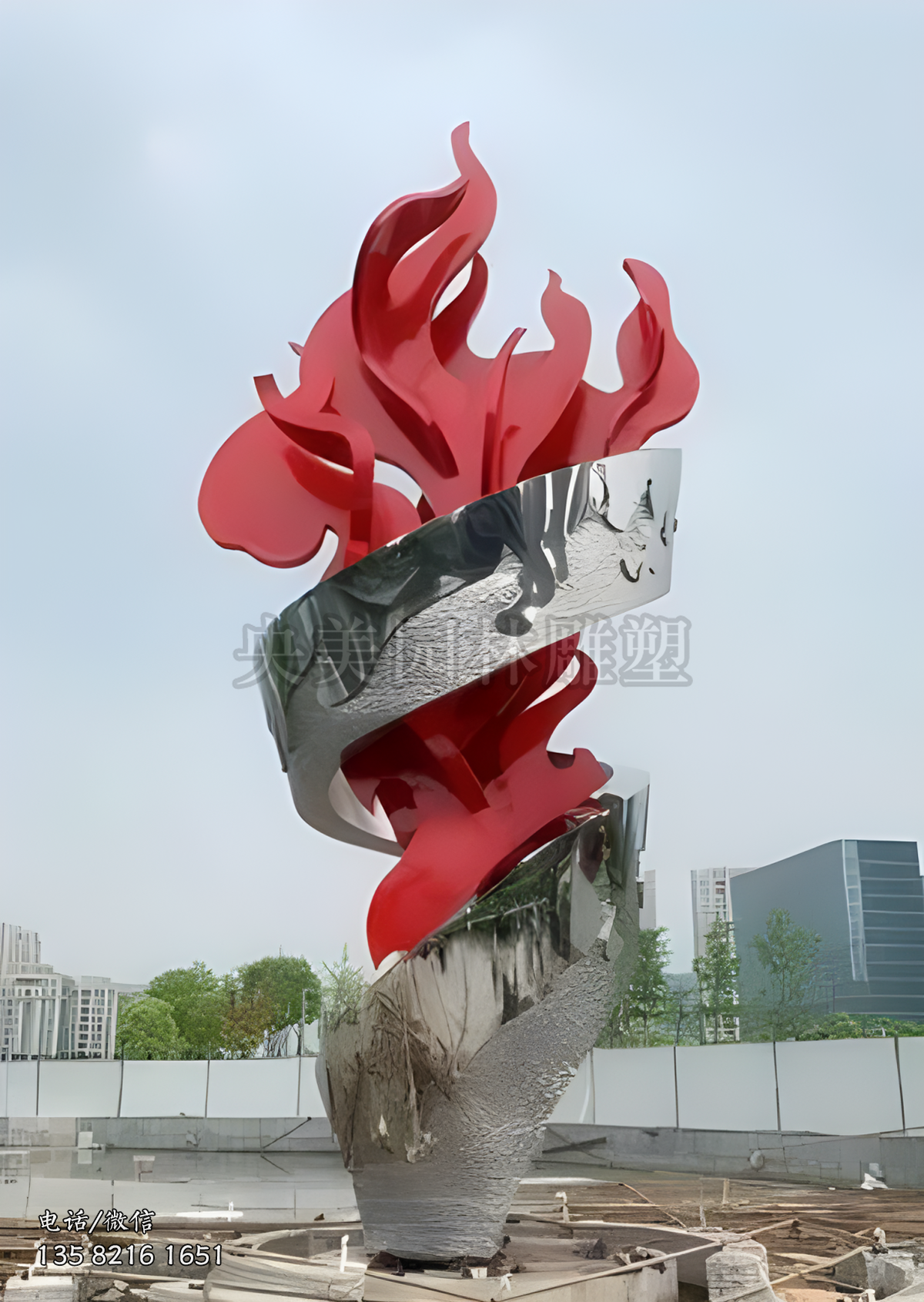 抽象不锈钢火苗，火炬造型不锈钢景观雕塑