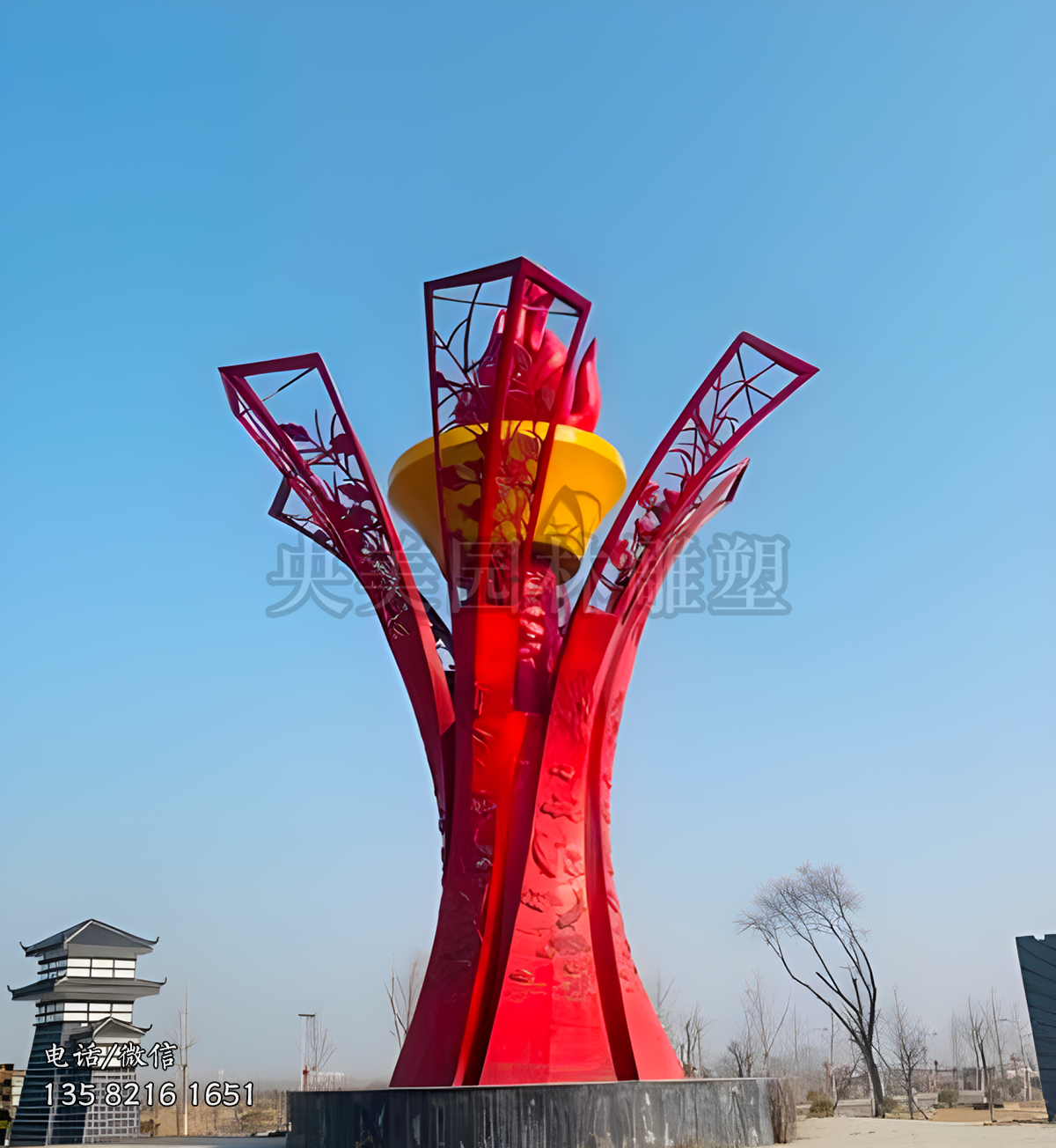 不锈钢火炬景观雕塑