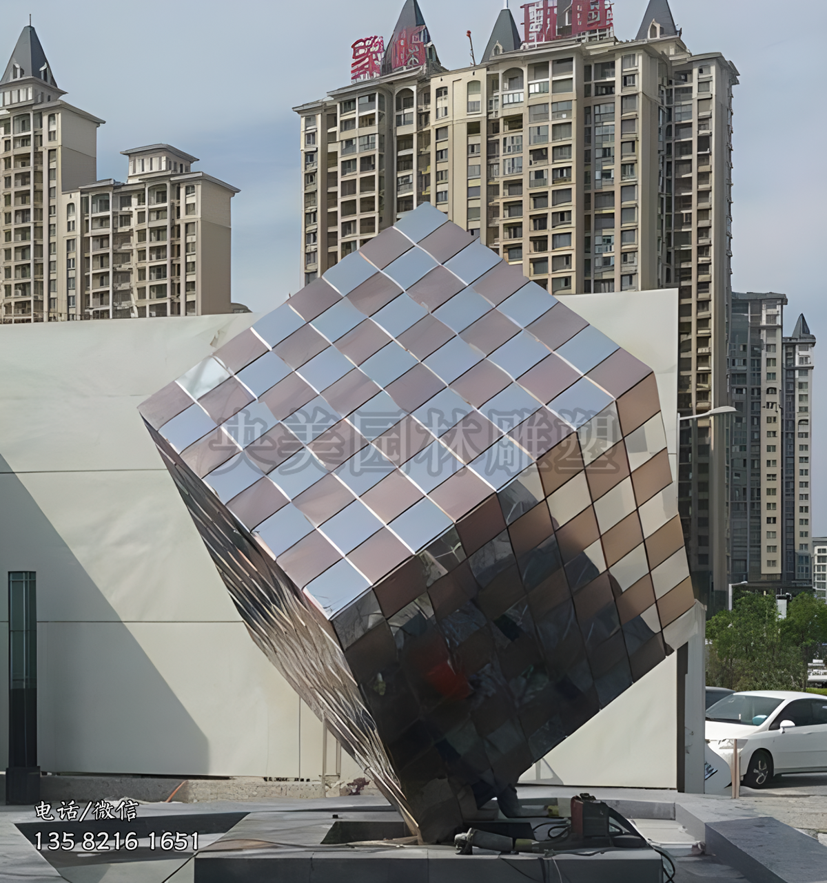 不锈钢八阶魔方景观雕塑