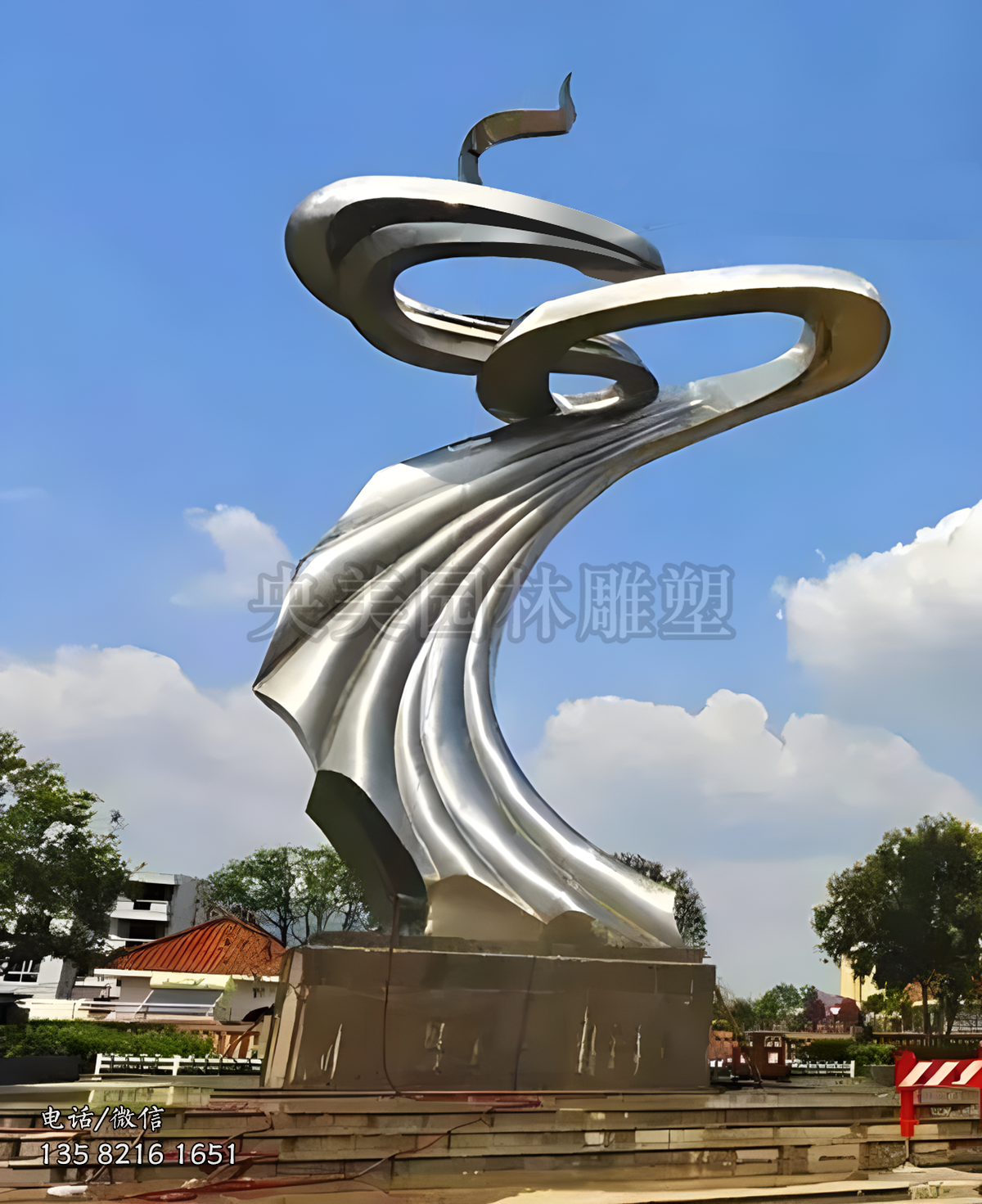 不锈钢飘带人形景观雕塑