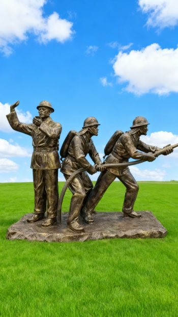 玻璃钢仿铜消防员雕塑 (3)